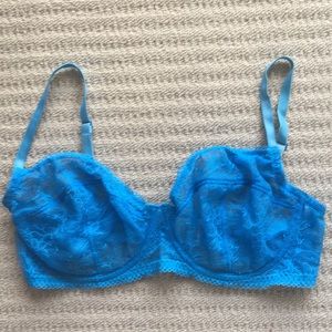 Calvin Klein Unlined Underwire Blue Lace Bra 36D